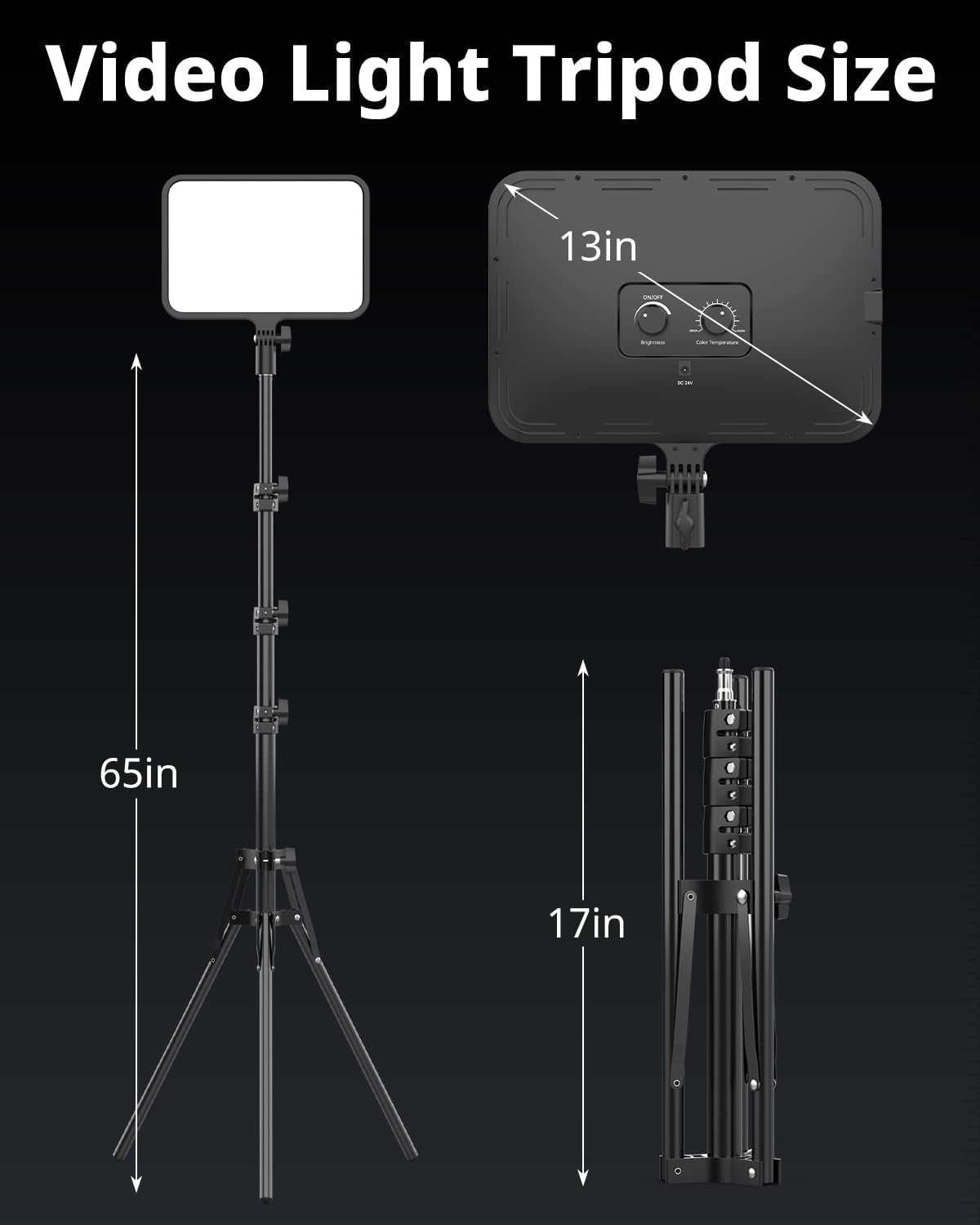 2 Pack LED Video Light Kit, UBeesize Photography Lighting, 13" Studio Lights with 65" Tripod Stand and Phone Holders, Podcast Lighting for Video Recording, Make up, Live Streaming, Tiktok, YouTube - Image 5